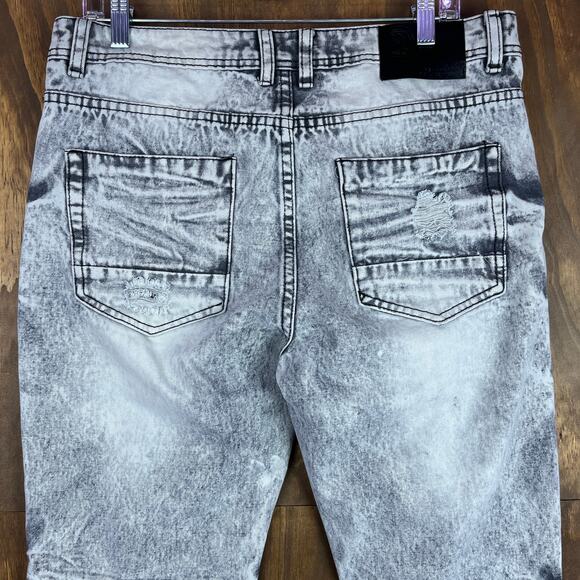 Switch Remarkable Mens Jeans Gray Slim Straight Distressed Y2K 34x34 (33x27) - Picture 9 of 10